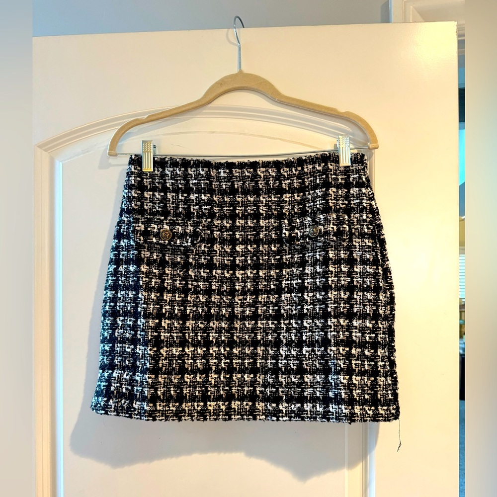 Black & White Tweed Mini Skirt